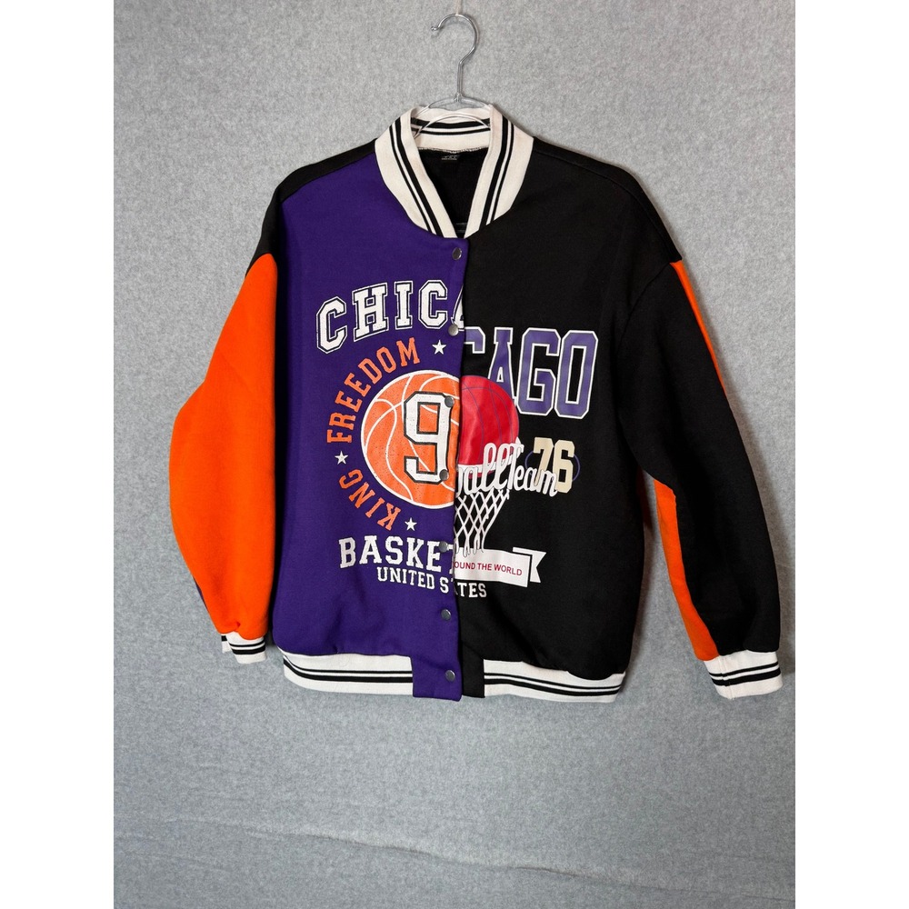 Shein Varsity Jacket Basketball Graphic Color Block Jacket Women's M‎